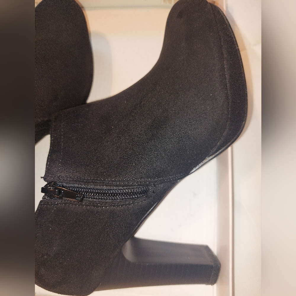 Allegra K Black Ankle Booties with Side Zipper